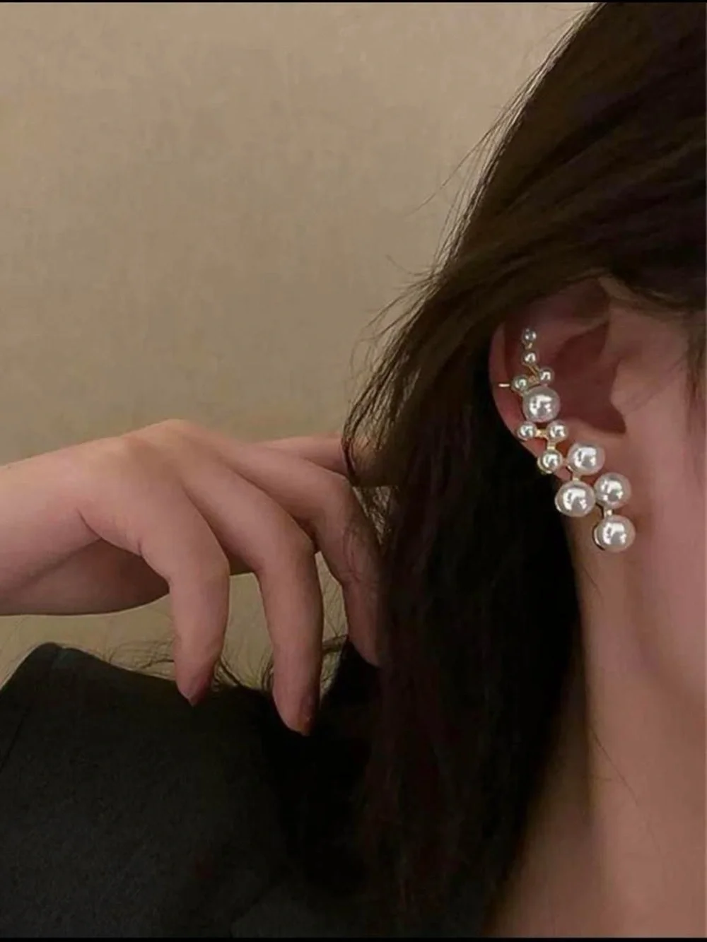 False pearl ear cuff earring set.